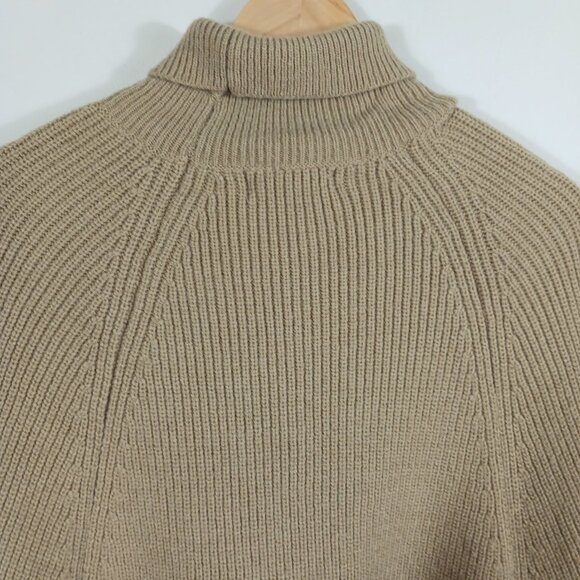 NWT Classic Tan Turtleneck Cape, Poncho Sweater W/ Armholes by PINCH, Size M/L - Picture 10 of 16